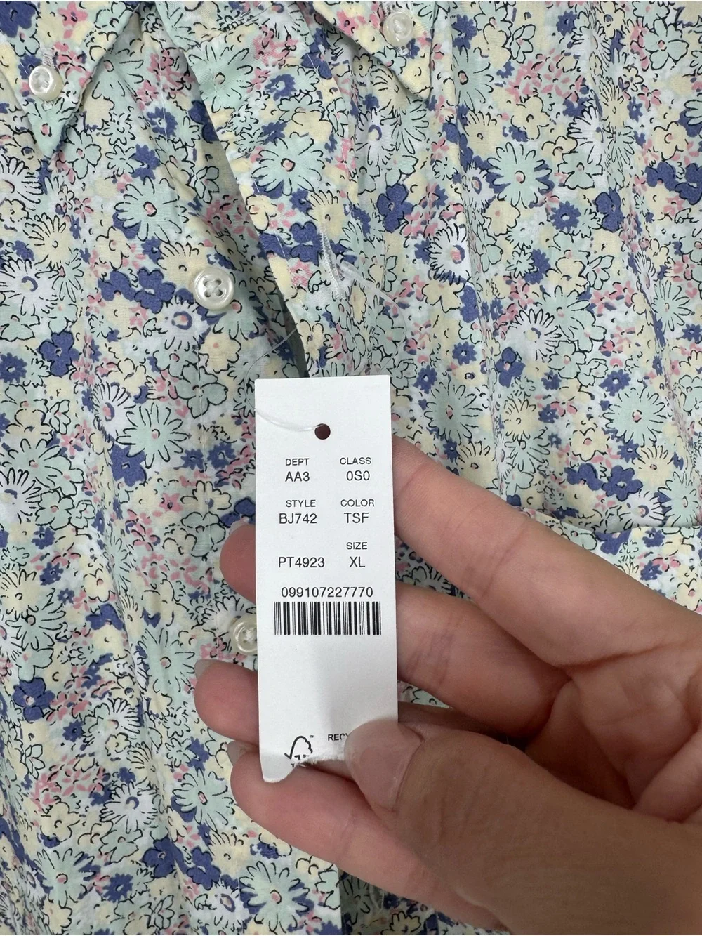 NWT J. Crew Slim Secret Wash Cotton Poplin Shirt Floral 100s 2-ply Yarns Size XL